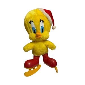 Looney Tunes 1997 Tweety Ice Skating Christmas Hat Stuffed Plush Doll Toy 10”